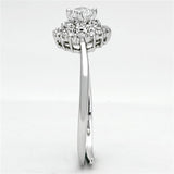 Alamode Rhodium Brass Ring with AAA Grade CZ in Clear - Alamode