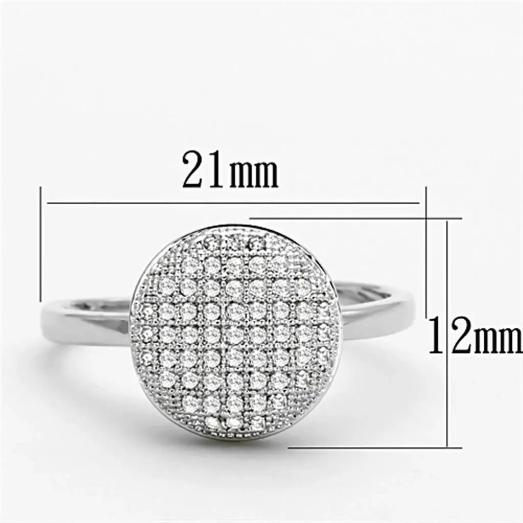 Alamode Rhodium Brass Ring with AAA Grade CZ in Clear - Alamode - Flyclothing LLC