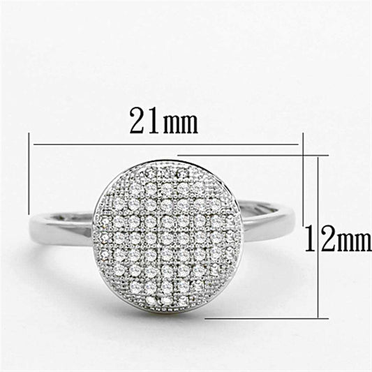 Alamode Rhodium Brass Ring with AAA Grade CZ in Clear - Alamode - Flyclothing LLC