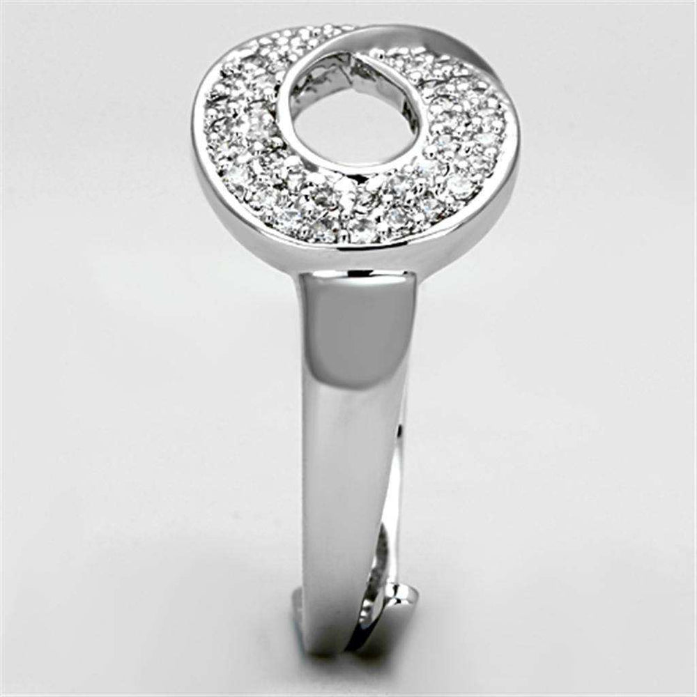 Alamode Rhodium Brass Ring with AAA Grade CZ in Clear - Alamode - Flyclothing LLC