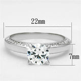 Alamode Rhodium Brass Ring with AAA Grade CZ in Clear - Alamode - Flyclothing LLC