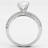 Alamode Rhodium Brass Ring with AAA Grade CZ in Clear - Alamode - Flyclothing LLC