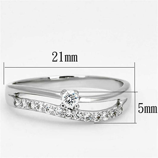 Alamode Rhodium Brass Ring with AAA Grade CZ in Clear - Alamode - Flyclothing LLC
