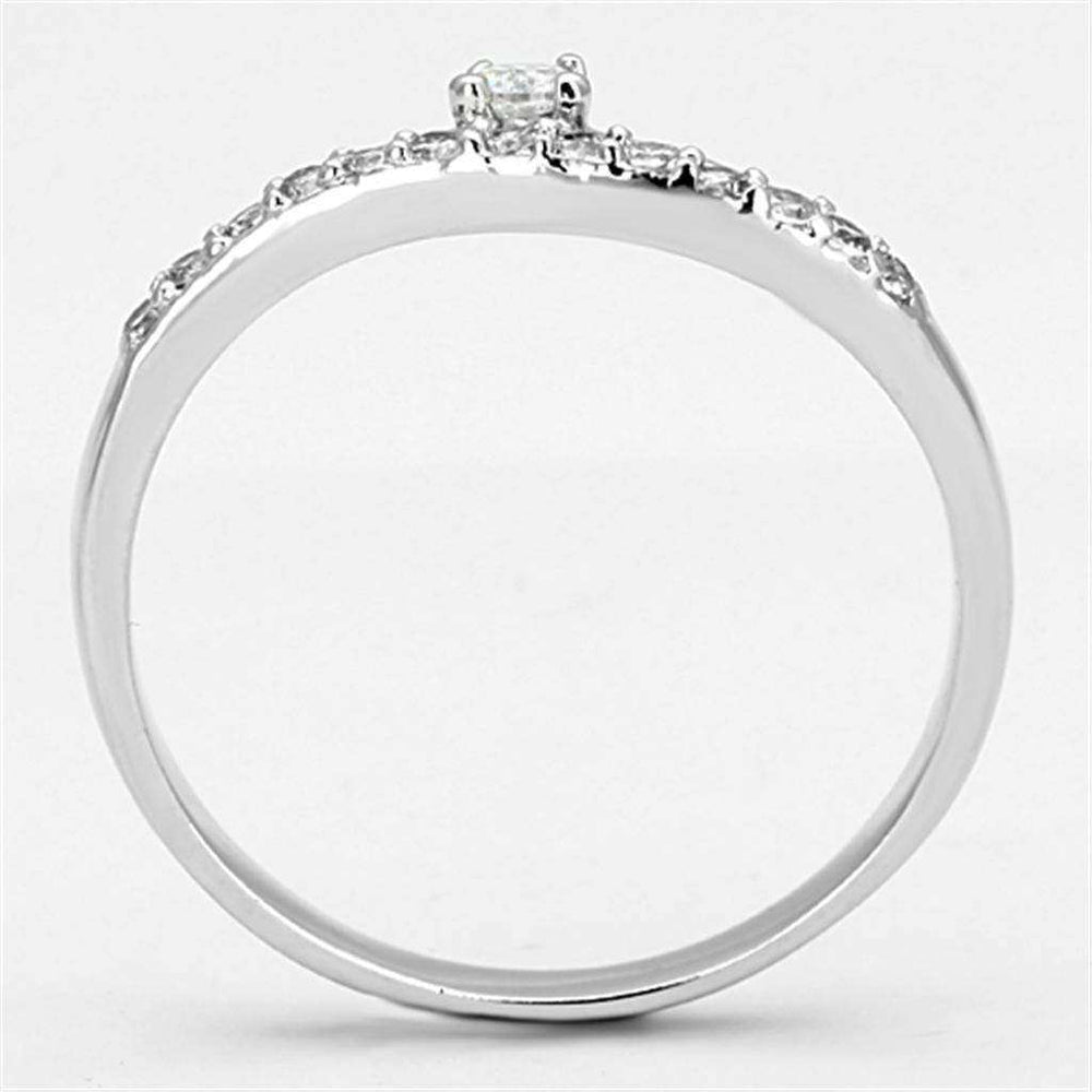 Alamode Rhodium Brass Ring with AAA Grade CZ in Clear - Alamode - Flyclothing LLC