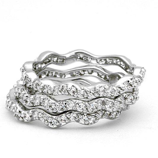 Alamode Rhodium Brass Ring with AAA Grade CZ in Clear - Alamode - Flyclothing LLC