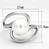 Alamode Rhodium Brass Ring with Synthetic Pearl in White - Alamode