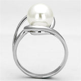 Alamode Rhodium Brass Ring with Synthetic Pearl in White - Alamode