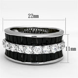 Alamode Rhodium Brass Ring with AAA Grade CZ in Black Diamond - Alamode