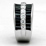 Alamode Rhodium Brass Ring with AAA Grade CZ in Black Diamond - Alamode - Flyclothing LLC