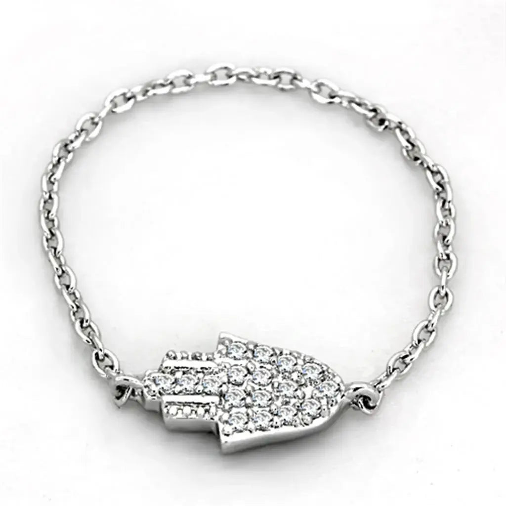 Alamode Rhodium Brass Ring with AAA Grade CZ in Clear - Alamode - Flyclothing LLC