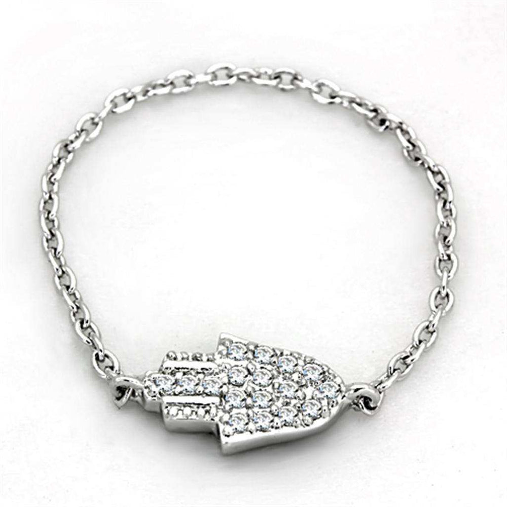 Alamode Rhodium Brass Ring with AAA Grade CZ in Clear - Alamode - Flyclothing LLC