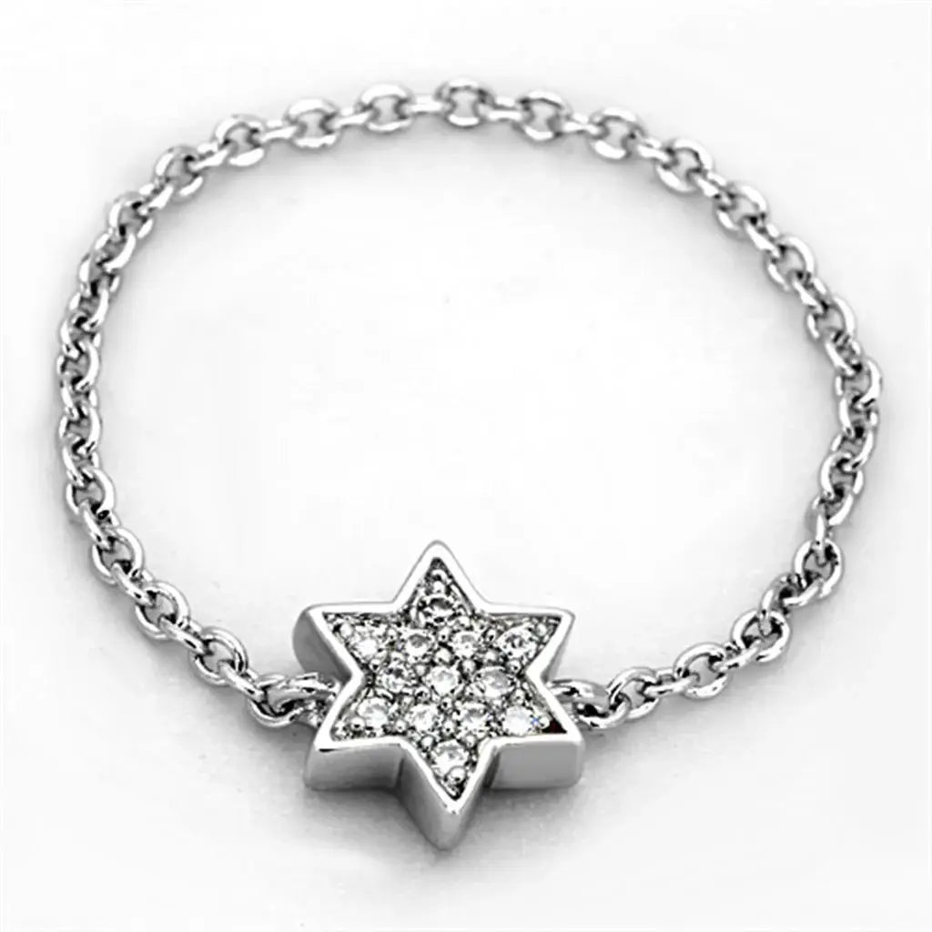 Alamode Rhodium Brass Ring with AAA Grade CZ in Clear - Alamode - Flyclothing LLC