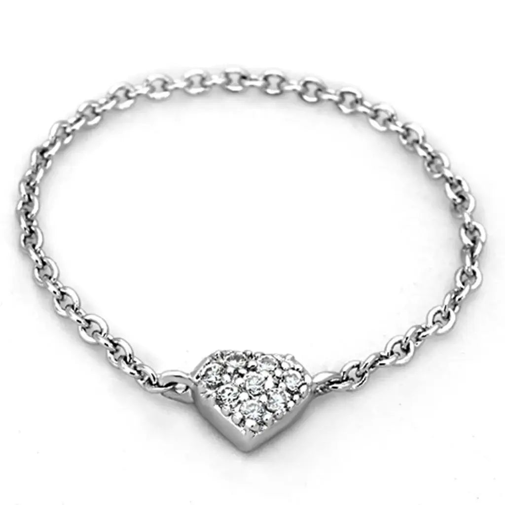 Alamode Rhodium Brass Ring with AAA Grade CZ in Clear - Alamode - Flyclothing LLC
