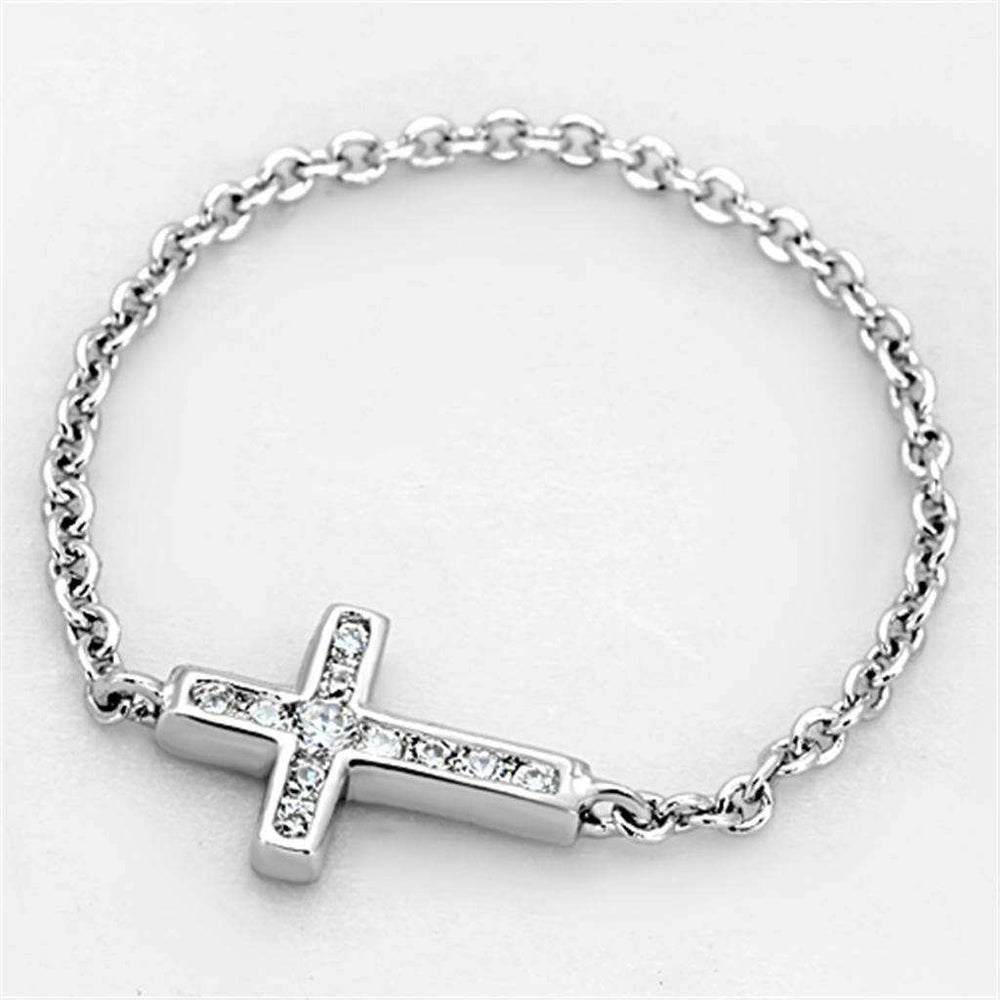 Alamode Rhodium Brass Ring with AAA Grade CZ in Clear - Alamode - Flyclothing LLC