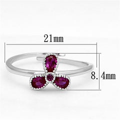 Alamode Rhodium Brass Ring with Synthetic Corundum in Ruby - Flyclothing LLC