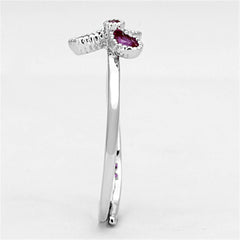 Alamode Rhodium Brass Ring with Synthetic Corundum in Ruby - Alamode