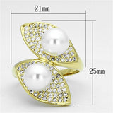 Alamode Gold Brass Ring with Synthetic Pearl in White - Alamode