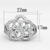 Alamode Rhodium Brass Ring with AAA Grade CZ in Clear - Alamode