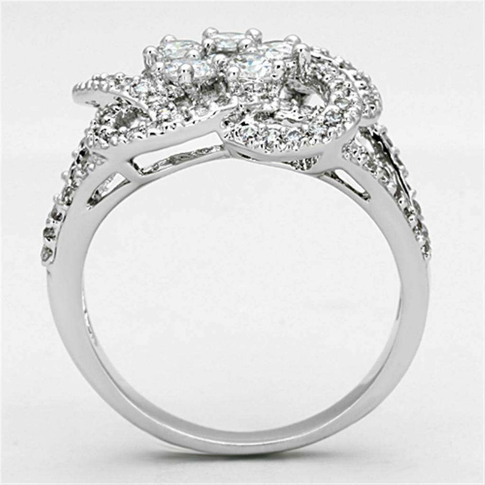 Alamode Rhodium Brass Ring with AAA Grade CZ in Clear - Alamode - Flyclothing LLC