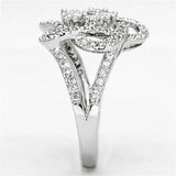 Alamode Rhodium Brass Ring with AAA Grade CZ in Clear - Alamode - Flyclothing LLC