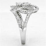 Alamode Rhodium Brass Ring with AAA Grade CZ in Clear - Alamode