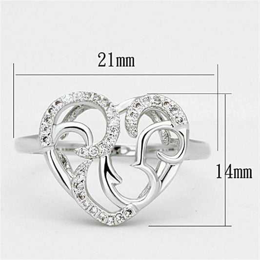 Alamode Rhodium Brass Ring with AAA Grade CZ in Clear - Alamode - Flyclothing LLC