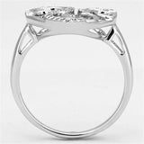 Alamode Rhodium Brass Ring with AAA Grade CZ in Clear - Alamode