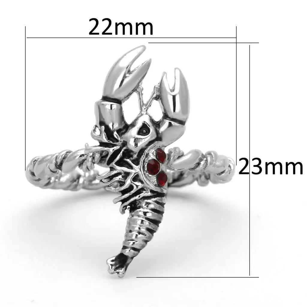 Alamode Rhodium Brass Ring with Top Grade Crystal in Siam - Alamode - Flyclothing LLC