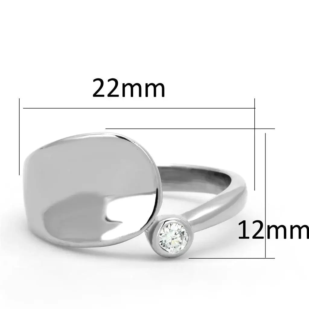 Alamode Rhodium Brass Ring with AAA Grade CZ in Clear - Alamode - Flyclothing LLC