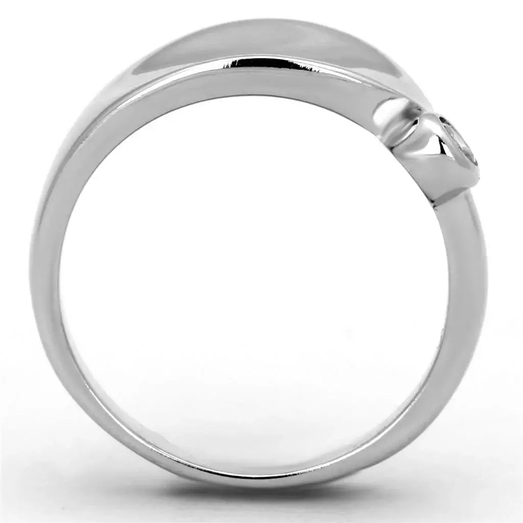 Alamode Rhodium Brass Ring with AAA Grade CZ in Clear - Alamode - Flyclothing LLC