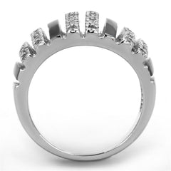 Alamode Rhodium + Ruthenium Brass Ring with AAA Grade CZ in Clear - Flyclothing LLC