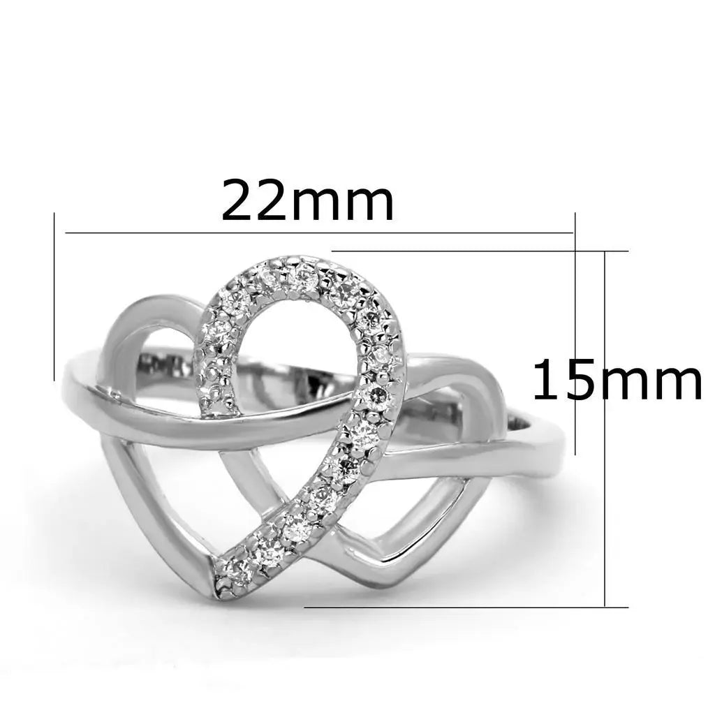 Alamode Rhodium Brass Ring with AAA Grade CZ in Clear - Alamode - Flyclothing LLC