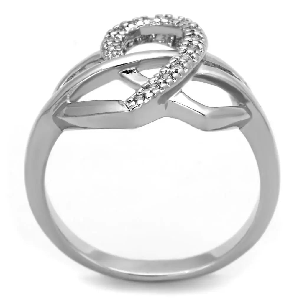 Alamode Rhodium Brass Ring with AAA Grade CZ in Clear - Alamode - Flyclothing LLC
