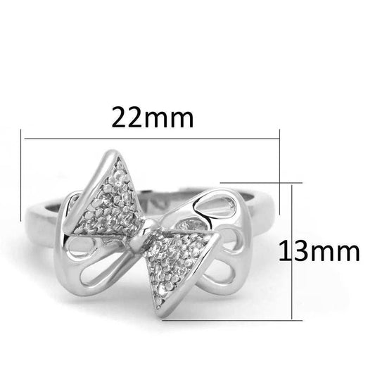 Alamode Rhodium Brass Ring with AAA Grade CZ in Clear - Alamode - Flyclothing LLC