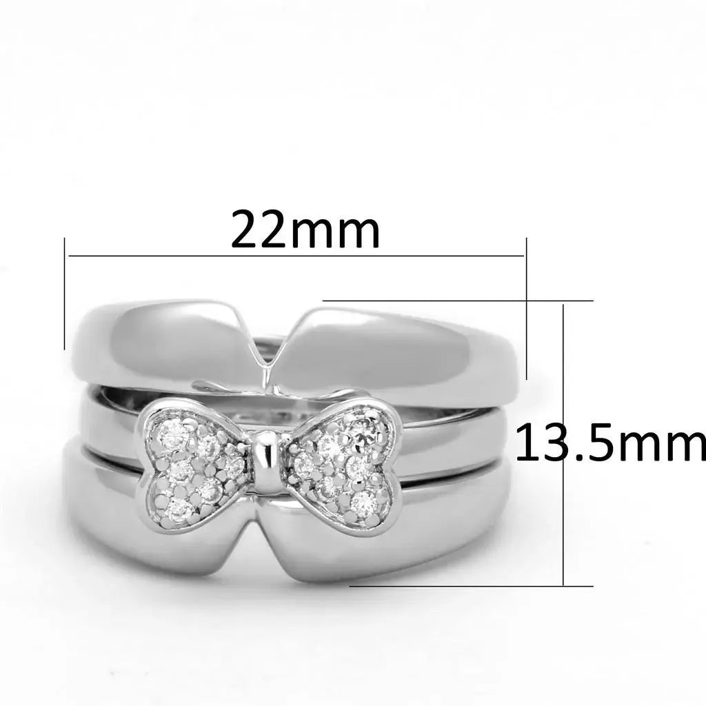 Alamode Rhodium Brass Ring with AAA Grade CZ in Clear - Alamode - Flyclothing LLC