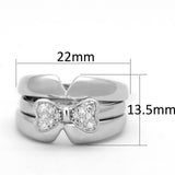 Alamode Rhodium Brass Ring with AAA Grade CZ in Clear - Alamode