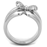 Alamode Rhodium Brass Ring with AAA Grade CZ in Clear - Alamode