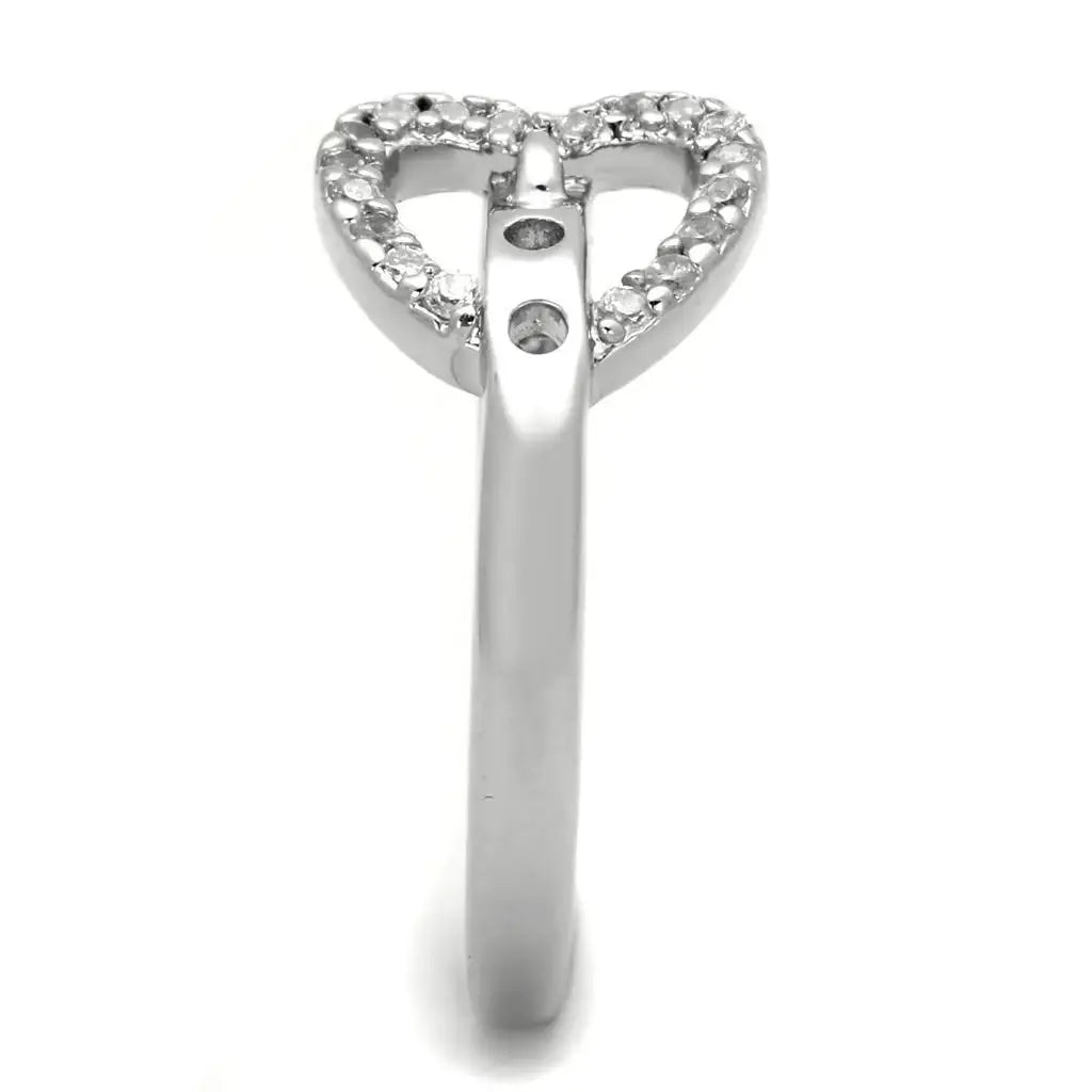 Alamode Rhodium Brass Ring with AAA Grade CZ in Clear - Alamode - Flyclothing LLC