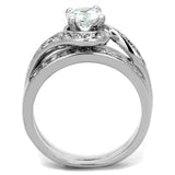 Alamode Rhodium Brass Ring with AAA Grade CZ in Clear - Alamode
