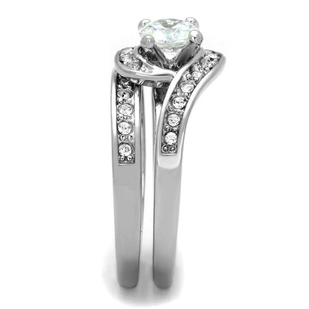 Alamode Rhodium Brass Ring with AAA Grade CZ in Clear - Alamode - Flyclothing LLC