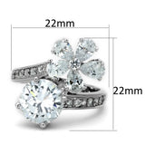 Alamode Rhodium Brass Ring with AAA Grade CZ in Clear - Alamode - Flyclothing LLC