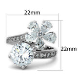 Alamode Rhodium Brass Ring with AAA Grade CZ in Clear - Alamode