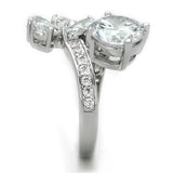 Alamode Rhodium Brass Ring with AAA Grade CZ in Clear - Alamode