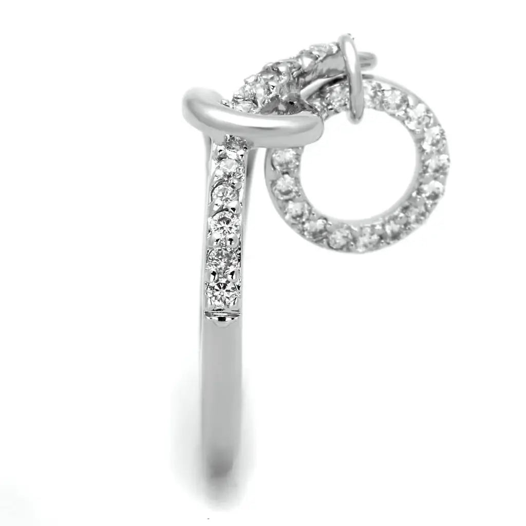 Alamode Rhodium Brass Ring with AAA Grade CZ in Clear - Alamode - Flyclothing LLC