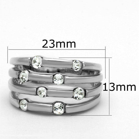 Alamode Rhodium Brass Ring with Top Grade Crystal in Clear - Alamode - Flyclothing LLC