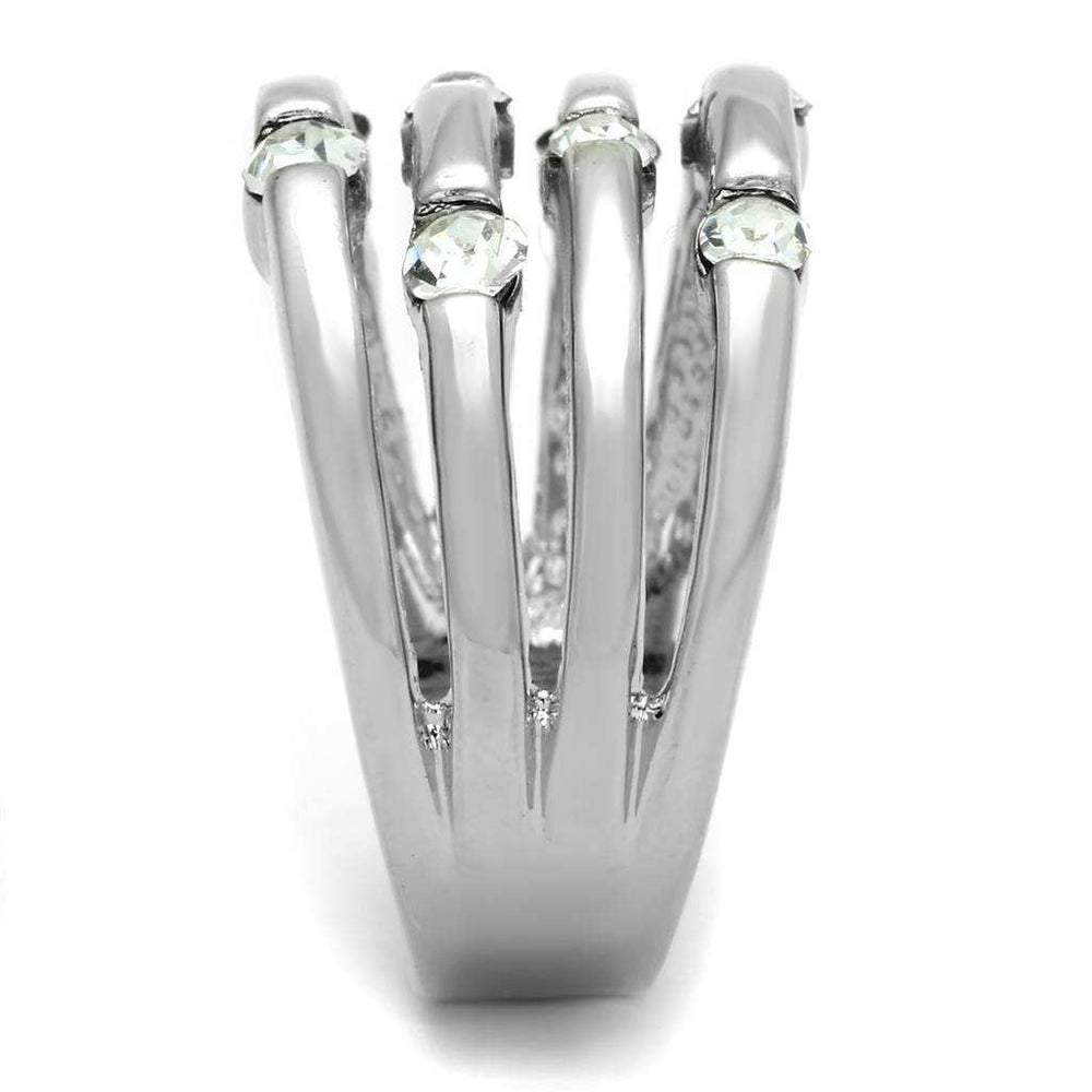 Alamode Rhodium Brass Ring with Top Grade Crystal in Clear - Alamode - Flyclothing LLC