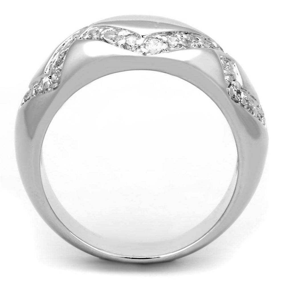 Alamode Rhodium Brass Ring with AAA Grade CZ in Clear - Alamode - Flyclothing LLC