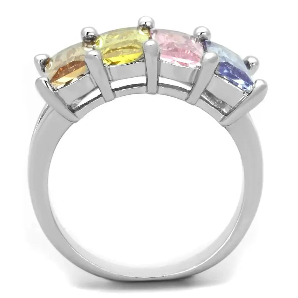 Alamode Rhodium Brass, AAA CZ , Multi Color - Alamode - Flyclothing LLC
