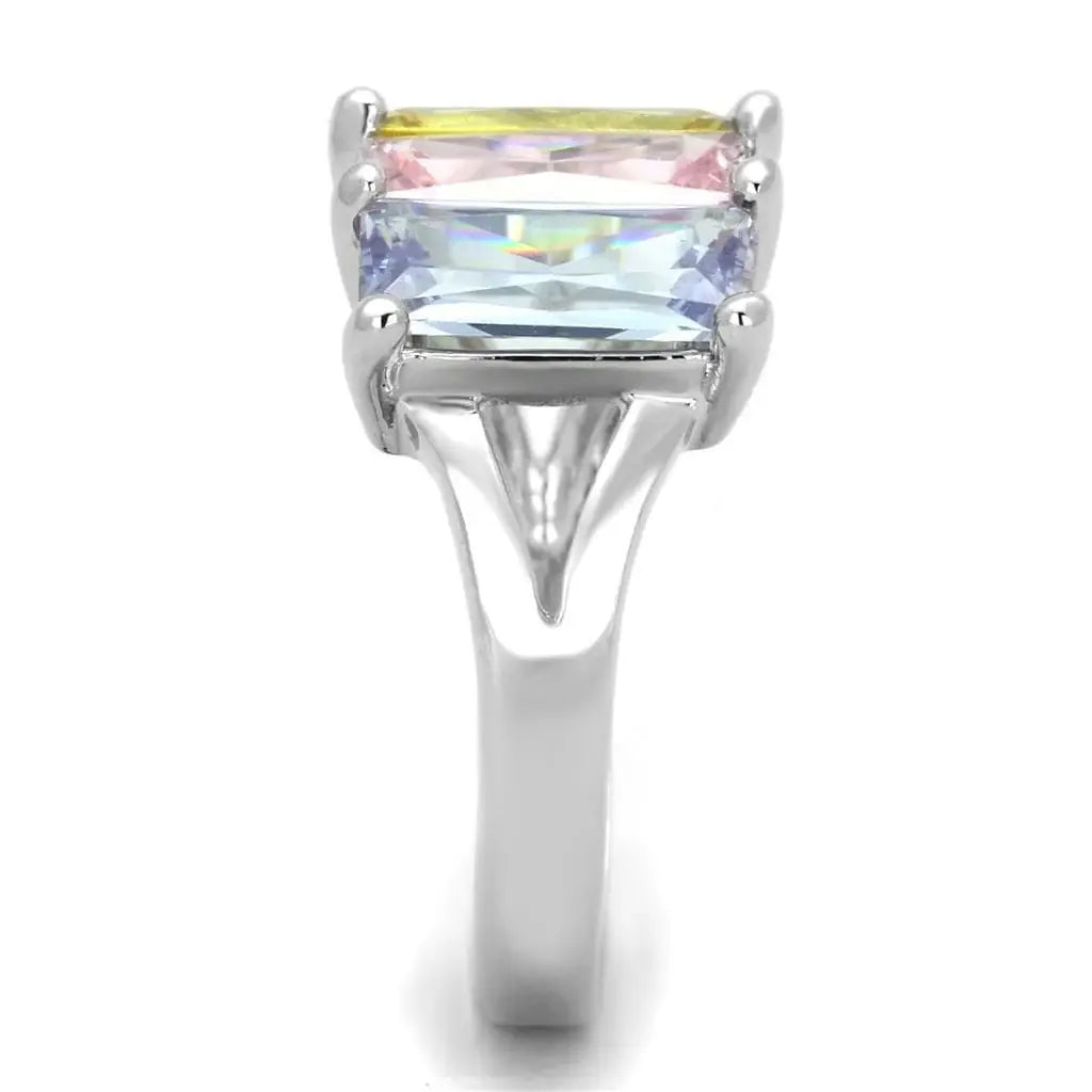 Alamode Rhodium Brass, AAA CZ , Multi Color - Alamode - Flyclothing LLC
