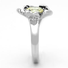 Alamode Rhodium Brass Ring with AAA Grade CZ in Citrine Yellow - Flyclothing LLC